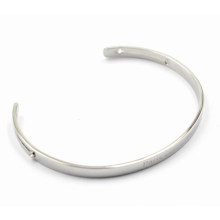 Open Silver Stainless Steel Fashion Bangle with Laser Jet Logo